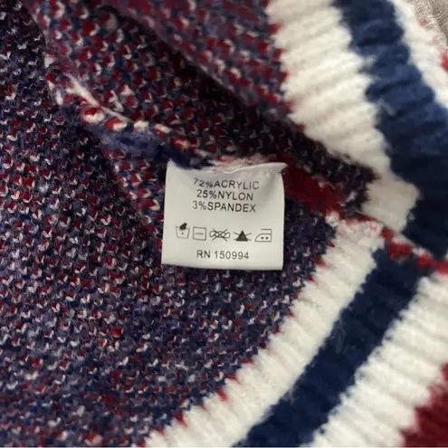 Telluride Fair Isle Snowflake red, white, blue, mock neck sweater, Sz M Size M