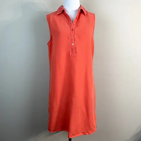 Workshop Republic Clothing Dress Medium Orange Linen Tencel Sleeveless Shift