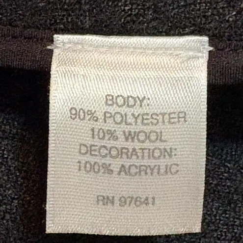 J Jill Women's Open Front Cardigan Sweater Abstract Swirls Wool Blend Size M Black Size M