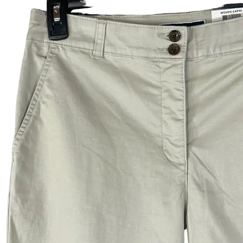 Karen Scott SZ 6 Capris Comfort Waist Mid-Rise Pockets Stretch Zip-Fly Beige New