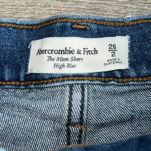 Abercrombie & Fitch  The Mom Shorts High Rise Cut Out Waist Blue Wash Size 26 / 2