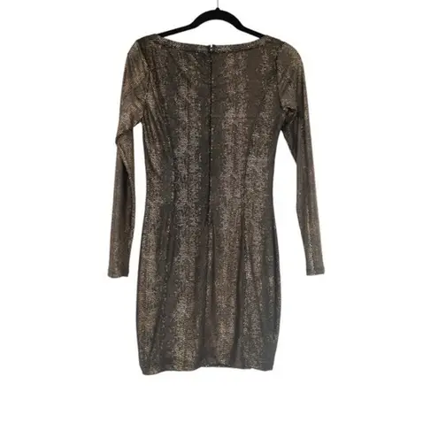 NIKIBIKI bodycon black/golden short dress size Small long sleeves NWOT