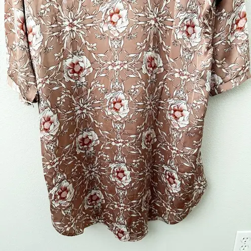 Beulah FARROW x | Mauve Pink Off White Floral Dress Collar Silky Midi | Large