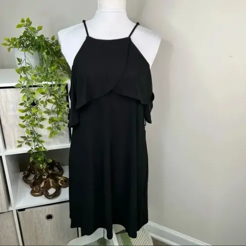 1. State  Black Jersey Knit Draped Shoulder Dress NEW Size M