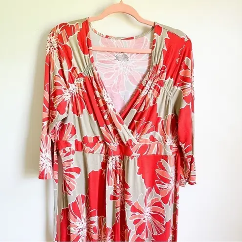 Liz Lange For Target Coral Sage V Neck Floral Maternity Dress sz XXL Green