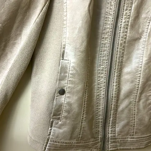 Sebby Vegan Leather Moto Jacket Tan Zippers NICE