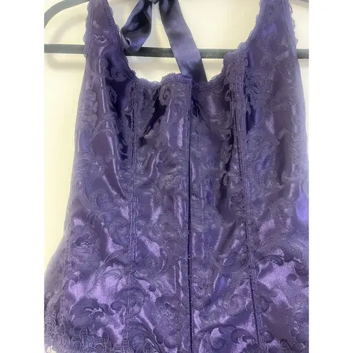 Frederick's of Hollywood Dream Halter Corset Size 38 Deep Purple Whimsigoth