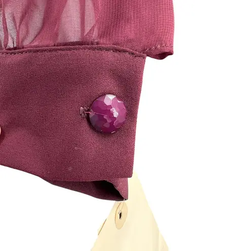 VTG Lady Hampton Nites Wine Chiffon Tiered Dress Sheer Sleeves Sz 22 US Made New Red