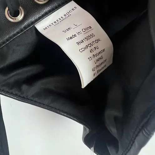 Mistress Rocks NWT Insider Faux Leather Strapless Lace Up Crop Top Size Large L