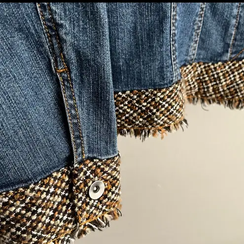 Coldwater Creek Y2K Feel Jean Jacket with Tweed Trim Size 18
