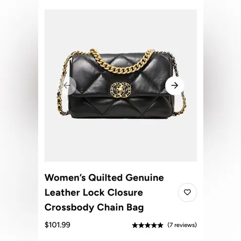 Retail $101 Women’s Quilted Genuine Leather Lock Closure Crossbody Chain Bag Black