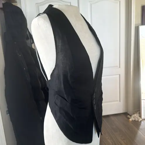 Mind Code Linen black sexy funky open vest size medium