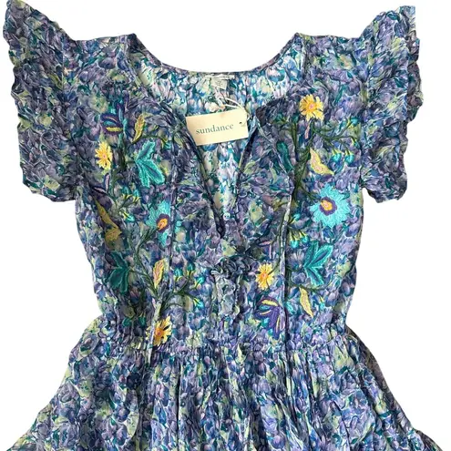 Sundance Catalog Blue Floral Eden Embroidered Tiered Maxi Dress Size XS Purple