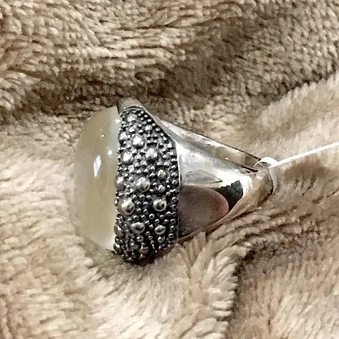 MICHAEL DAWKINS Starry Night Sterling Silver Mother of Pearl Doublet Ring 6