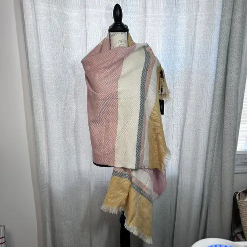 NWT Caffee Muti Color stripped Blanket Scarf Pink