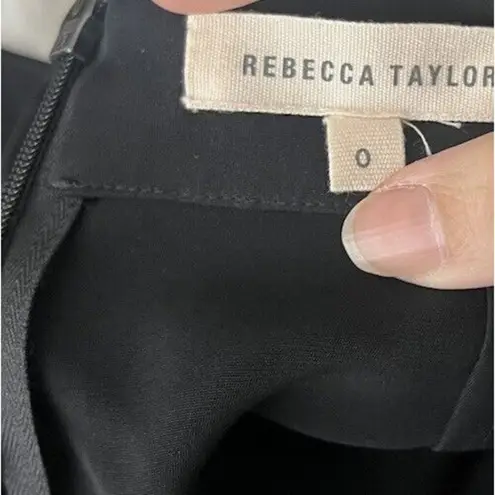 Rebecca Taylor High Waist Culottes Wide Leg Pants Cropped Silk Black Office Work