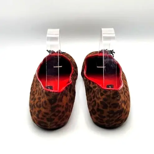 Dana Buchman Leopard Print Red Slip On Flats Beaded Tassels Size 7.5
