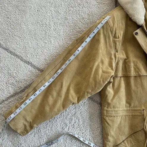 Marsh Landing 90s Tan Suede Mid-Length Faux Fur Hooded Jacket (LIST)