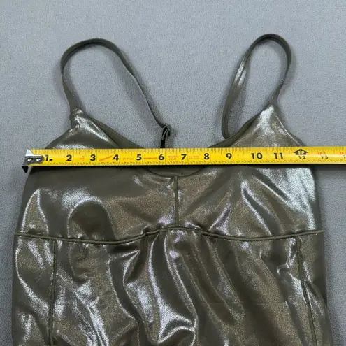 NWT Adidas Ivy Park Metallic Catsuit Women L Jumpsuit Sleeveless Leggings Shiny Gold Size L