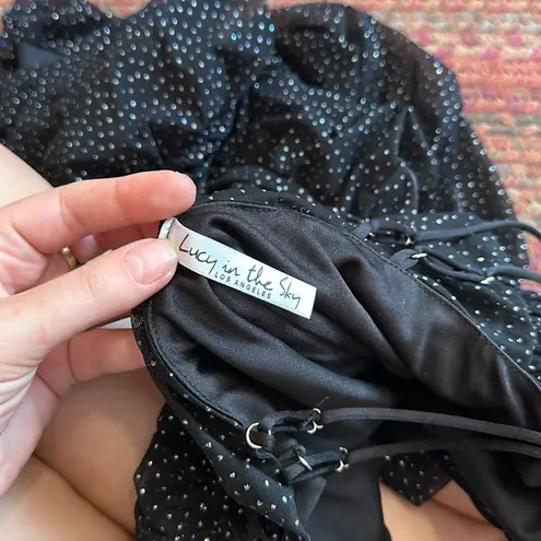 Lucy in the Sky  BLACK MESH SILVER GLITTER PARTY DRESS
