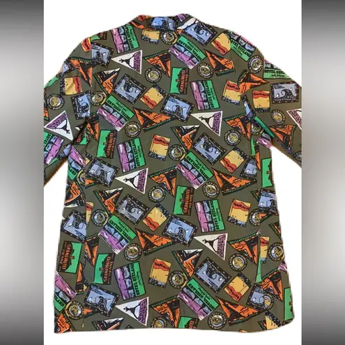 Vintage Carol Horn Workshop Art Travel Stamp Boyfriend Blazer SZ Small Green