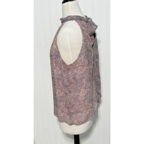 Ramy Brook Lula Paisley Print Sleeveless Keyhole Tie Back Top Blouse Pink Large