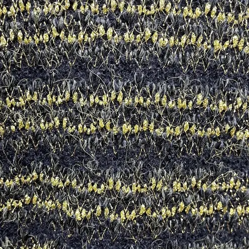 Miss Me  Teal Blue Gold Sparkle Striped Twist Scoop Neck Sweater Size Small