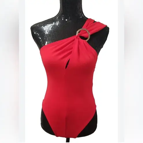 ZARA NWT  Red Cross Strap Bodysuit with Silver Ring Hardware