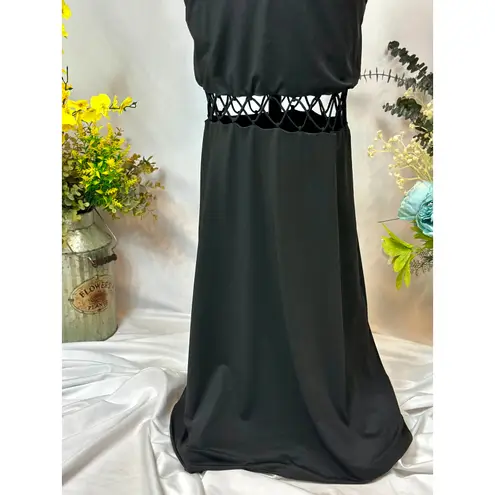 RUNAWAY THE LABEL Mae Partially See Through Maxi Dress Black S