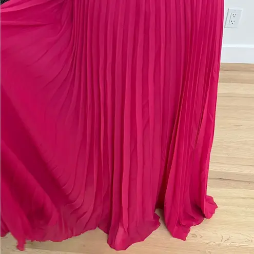 Bebe  Fuscia Pink Pleated Flowing Maxi Dress