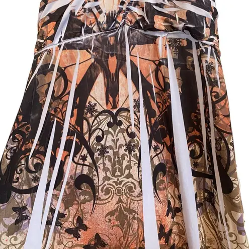 Chesley women's size medium maxi dress peach cream black tie back butterfly