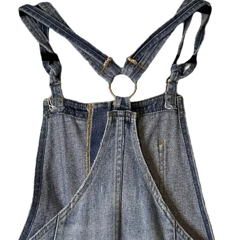 Bullhead Denim Co Bib Overalls Denim Distressed Size Small 100% Cotton Blue