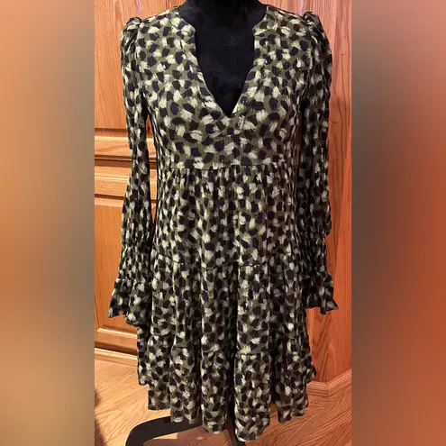 Tuckernuck Pomander Place Kenzo Swing Mini Dress Green Brushed Geo Size Small