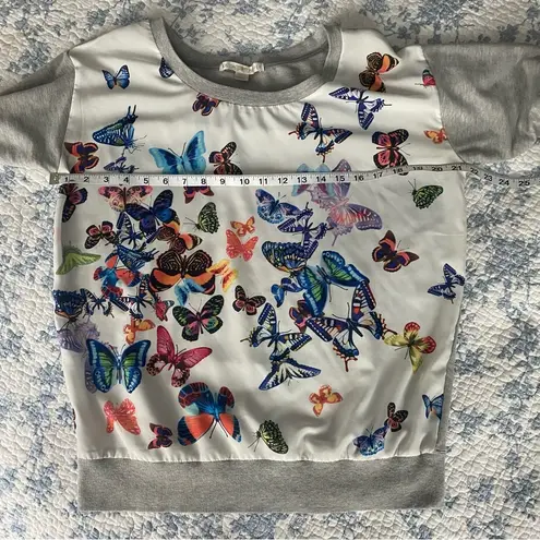 Boston Proper Colorful Butterfly Print Whimsical Crewneck Sweatshirt Size Small