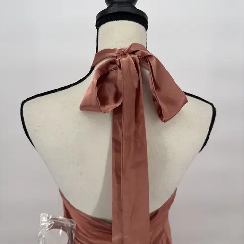 Birdy Grey  Monica halter‎ maxi dress shiny satin terracotta Size XXL