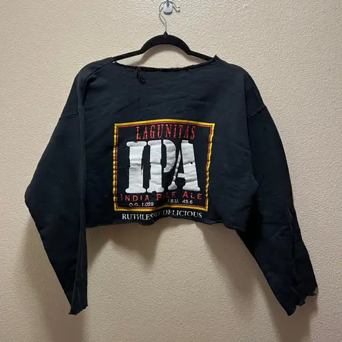 Lagunitas Brewing Co IPA Beer Pale Ale Cropped Pullover Sweatshirt Size Small Black
