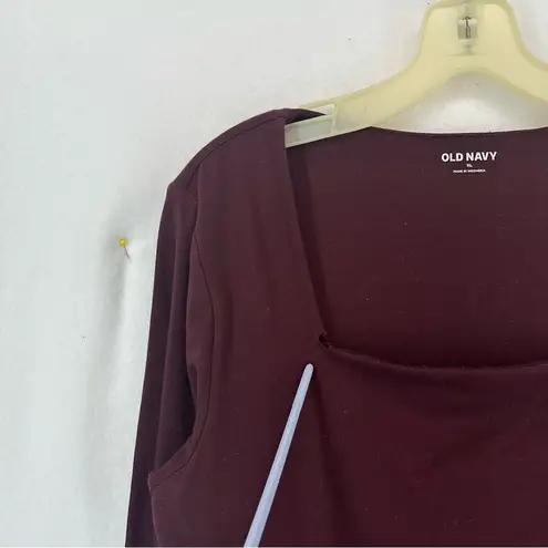 Old Navy Square Neck Long Sleeve Bodysuit XL Maroon