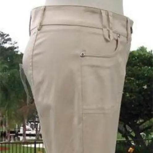 Cache  Lace Up Bottom Satin Sheen Crop Pant Cotton Blend Stretch New NWT $98