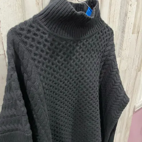 AYR Le Square Extra Fine Merino Wool Black Chunky Knit Sweater Size Small