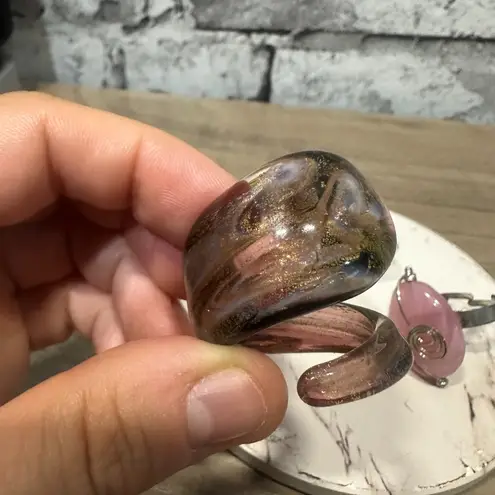 EUC Ring Set Large 3 Rings Colorful Large Stones Pink