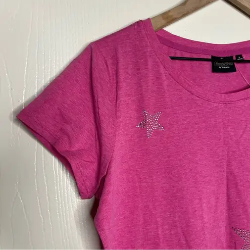 Bumble Bella by Jill Martin Soft Cotton Blend Bejeweled Star Short Sleeve Tee Pink