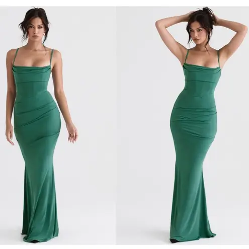 House Of CB  'Milena' Forest green Corset Maxi Dress /Size XS NWOT