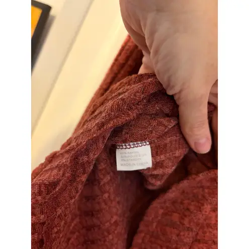 Women's XL Rust Textured Knit Long Sleeve Casual Pullover Shirt Top Red