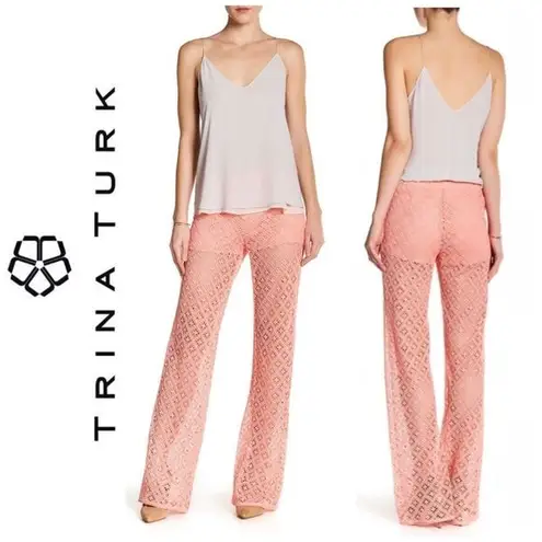 Trina Turk New  Andria sheer crochet pant.