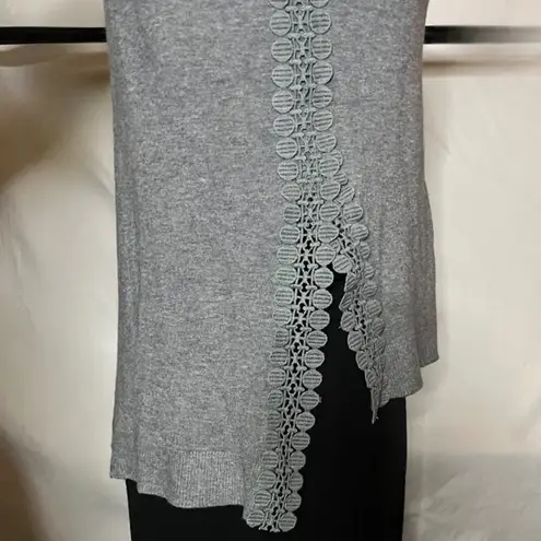 Miss Morena Gray Sweater Lace Long Pleather Sleeves NWOT Womens Large