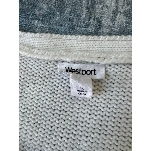 Westport  White V Neck Knit Sweater Medium