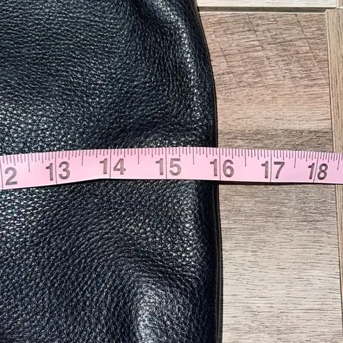 Faiez Halabi Buenos Aires Womens Pebbled Leather Shoulder Hobo Bag Black Small