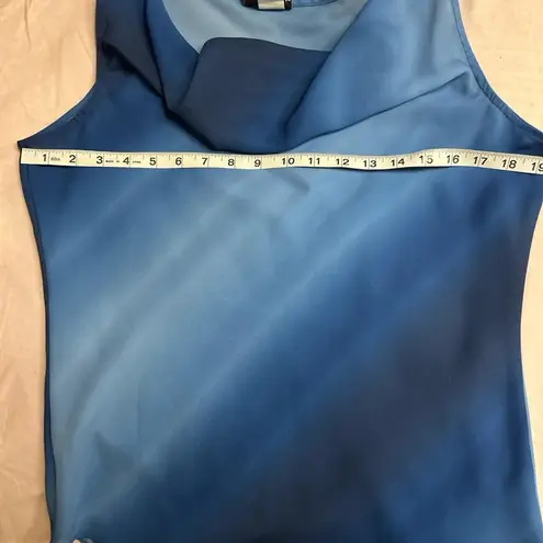 Fashion Bug Vintage Y2K Blue Ombre Cowl Neck Sleeveless Blouse Made in USA size M