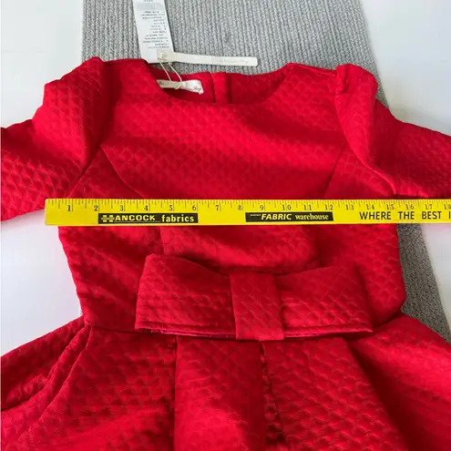 Roman Song Red Quilted Structured Low Sleeve Mini Dress with Bow Sz Small NWT