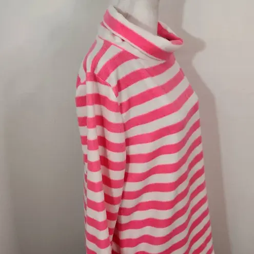 Telluride Pink and White Stripe Fleece Pullover Size Medium Comfy Pink Fleece